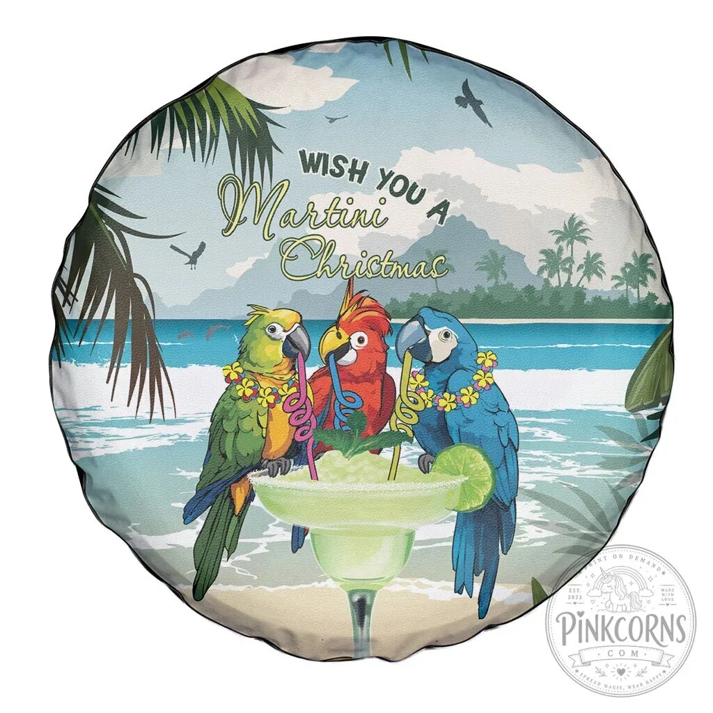 Martini Christmas Parrot Tropical Beach Spare Tire Cover 11 Martini Christmas Parrot Tropical Beach Spare Tire Cover