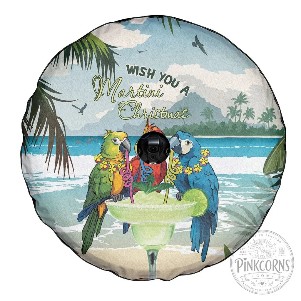 Martini Christmas Parrot Tropical Beach Spare Tire Cover 12 Martini Christmas Parrot Tropical Beach Spare Tire Cover