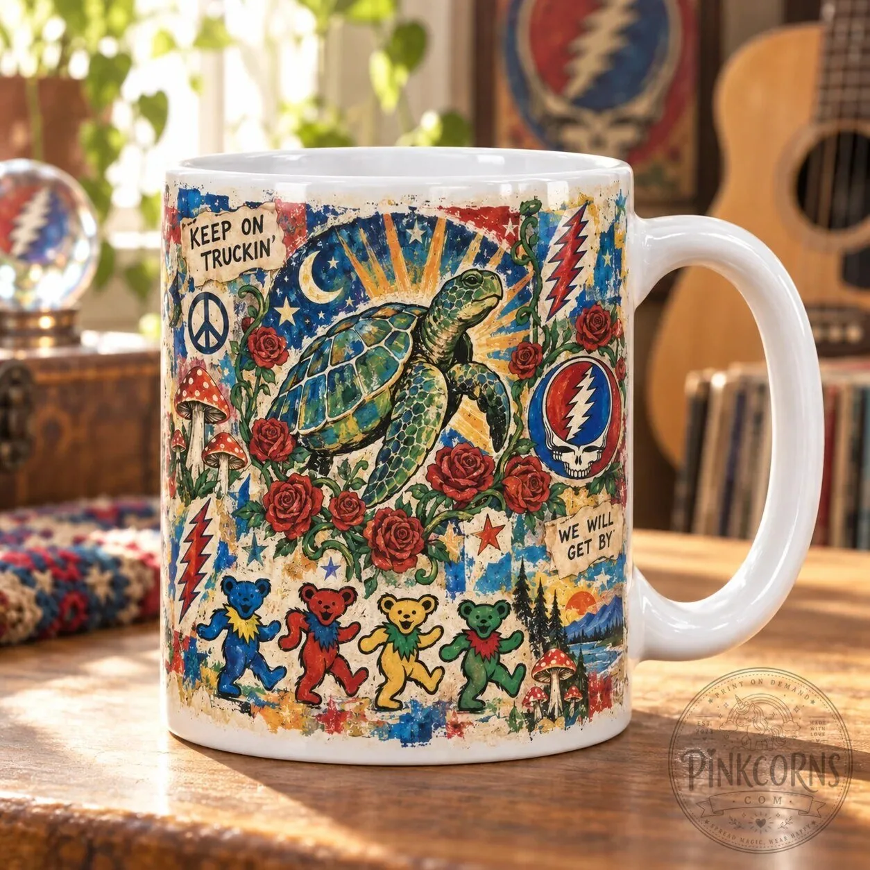 Grateful Dead Steal Your Face Dancing Bears Terrapin Station Coffee Mug 8 Grateful Dead Steal Your Face Dancing Bears Terrapin Station Coffee Mug