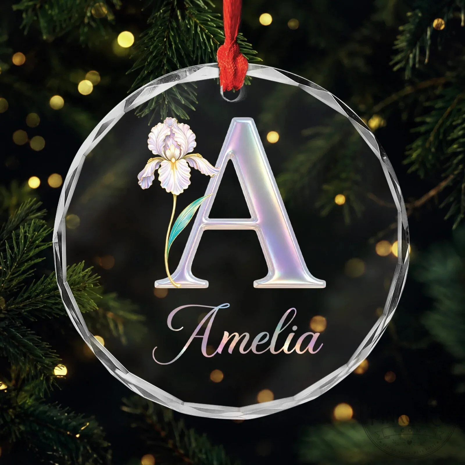 Personalized Birth Month Flower Initial Letter A Amelia Christmas Tree Ornament 2 Personalized Birth Month Flower Initial Letter A Amelia Christmas Tree Ornament