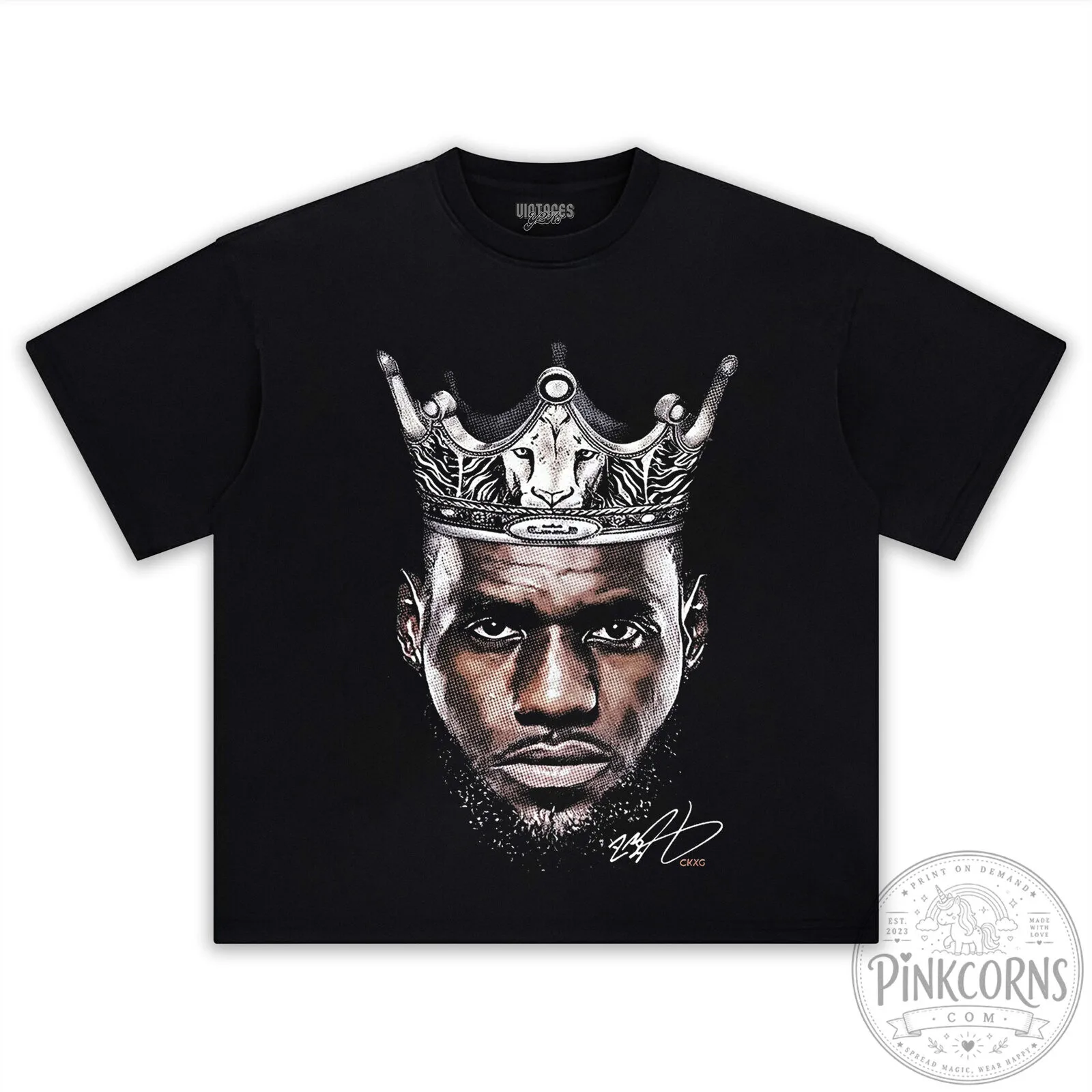 LeBron James King Crown Portrait Graphic Black T-Shirt