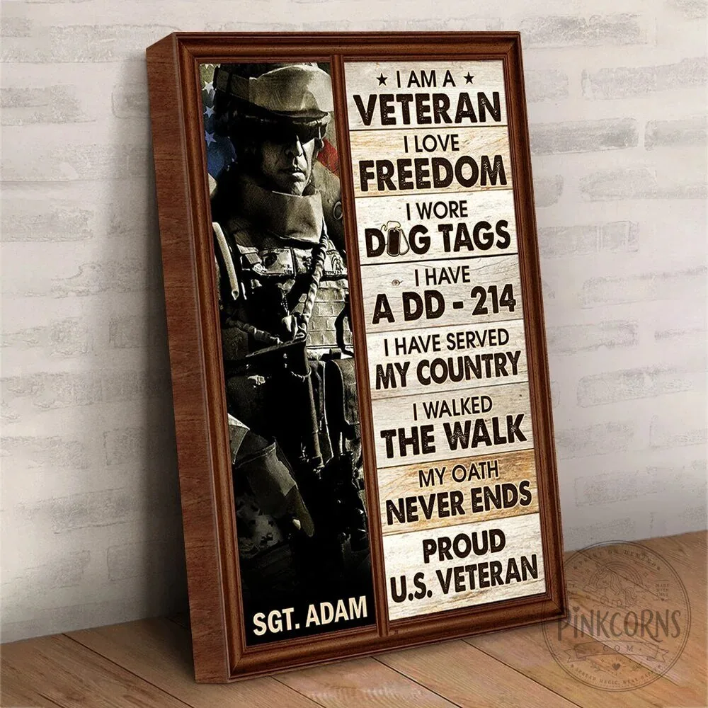 Personalized Veteran I Love Freedom I Wore Dog Tags Military Soldier Canvas Wall Art – image 2 of 2