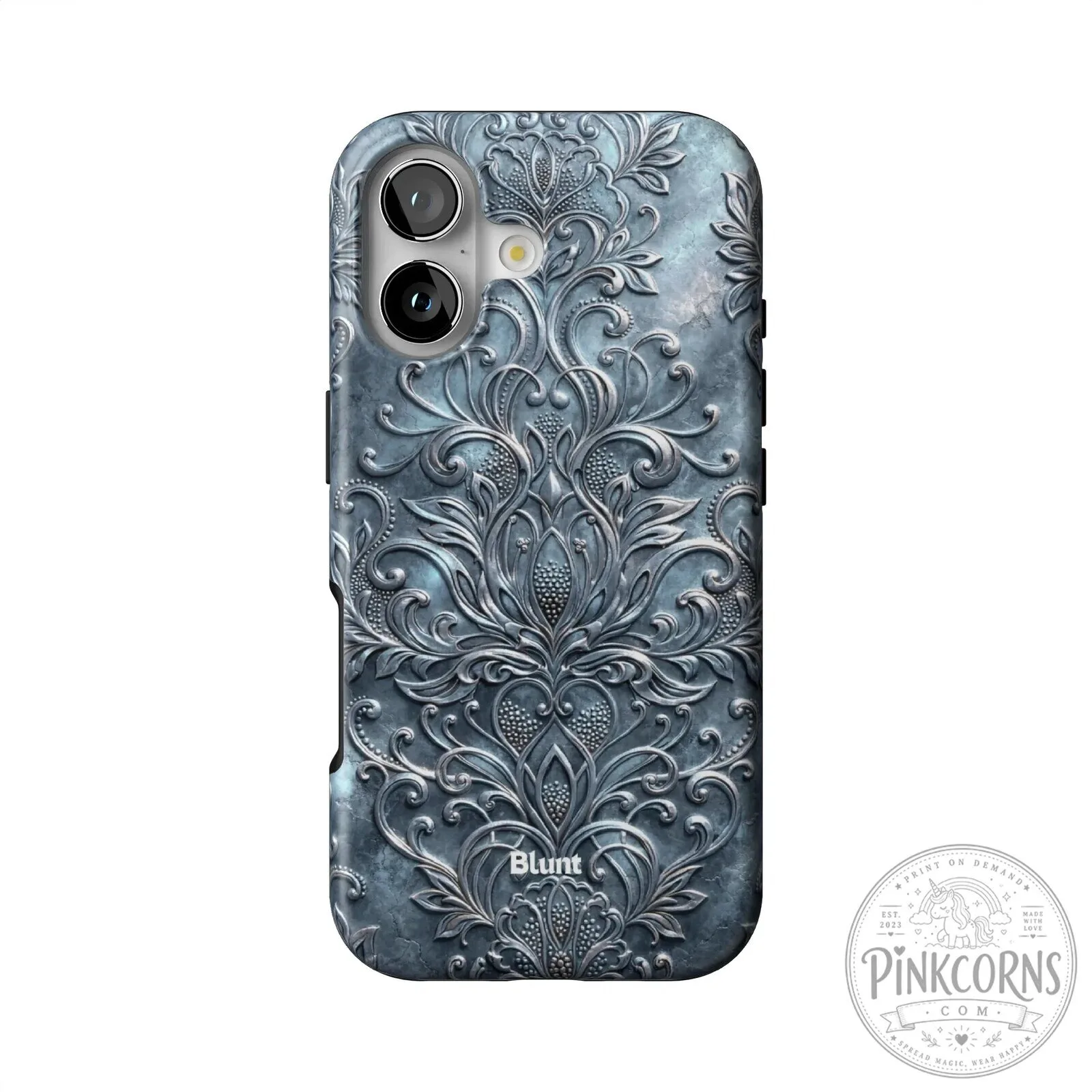 Silvermist Blue Floral Damask Pattern iPhone Case 3 Silvermist Blue Floral Damask Pattern iPhone Case