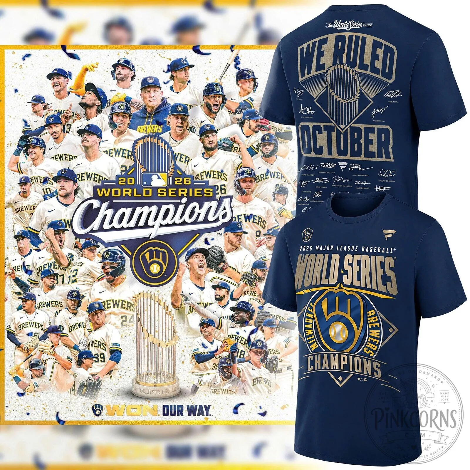 Baseball T-Shirt Celebrating Milwaukee Brewers as 2026 World Series Champions 3 Baseball T-Shirt Celebrating Milwaukee Brewers as 2026 World Series Champions